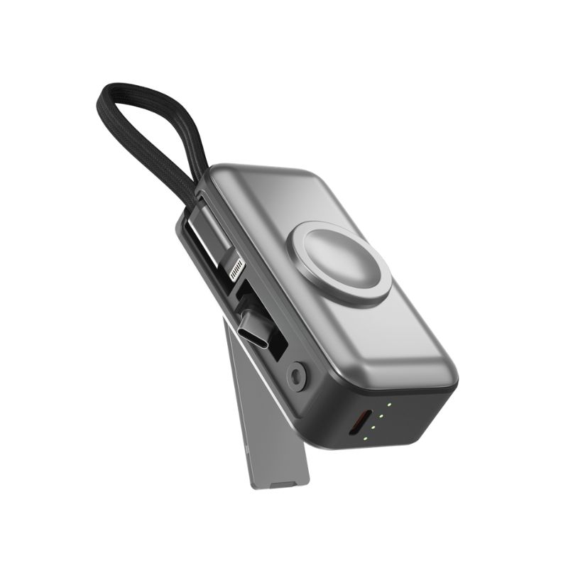 Spello ForcePack Mini 2in1 5000mAh power banka | s nabíjením hodinek, skládacím USB-C a Lightning SP09 | vesmírně šedá