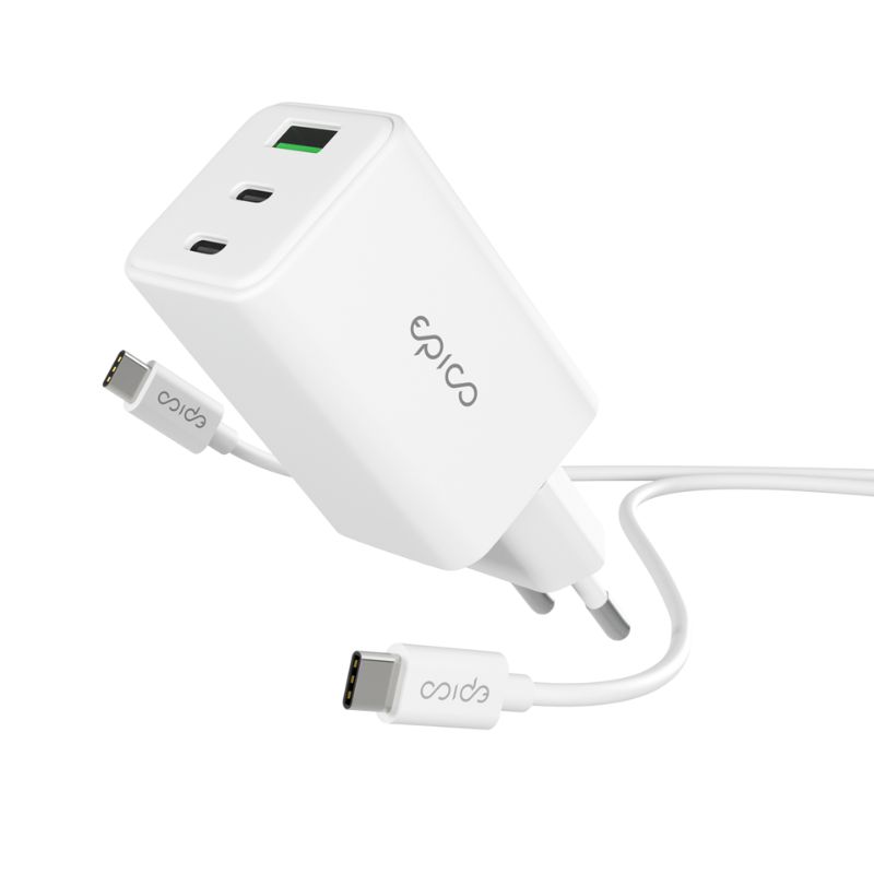 Epico UltraBoost EW40 65W GaN Wall Charger Bundle with USB-C to USB-C 1.2m Cable - bílá