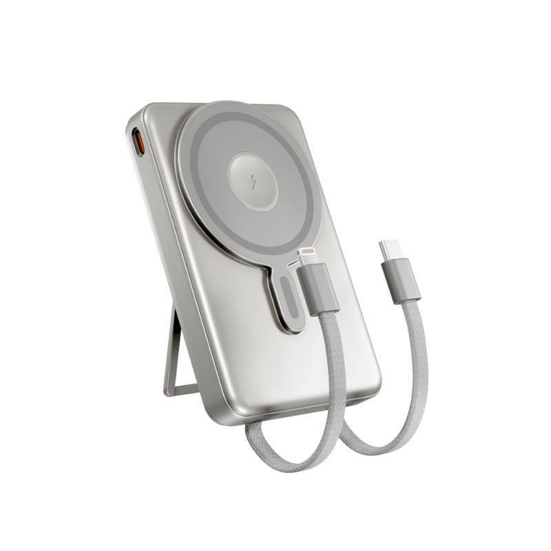 Spello ForcePack 4v1 10000mAh magnetická bezdrátová powerbanka SM75 - titanová