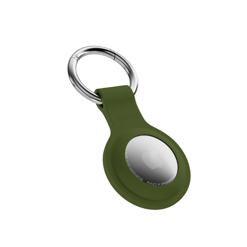 Epico Silicone Full Back Case | AirTag (1.-2. gen) | Khaki| Robust Metal Ring