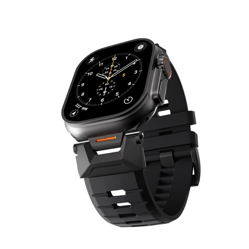 35308-epi-ph-ws01-fkm-awu2-bla_1 Epico FKM Rubber Pro řemínek s nerezovým zapínáním pro Apple Watch SE (44mm)/Series 1-9 (42/44/45mm) 10-11 (46mm)/Ultra (49mm) - černá