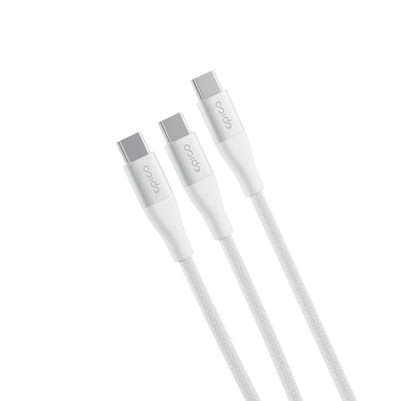Epico UltraLink Dual USB-C to USB-C 140W 1.5m Cable EC52 | White | 2-in-1 Charging | AVS Support | Durable Braided Design