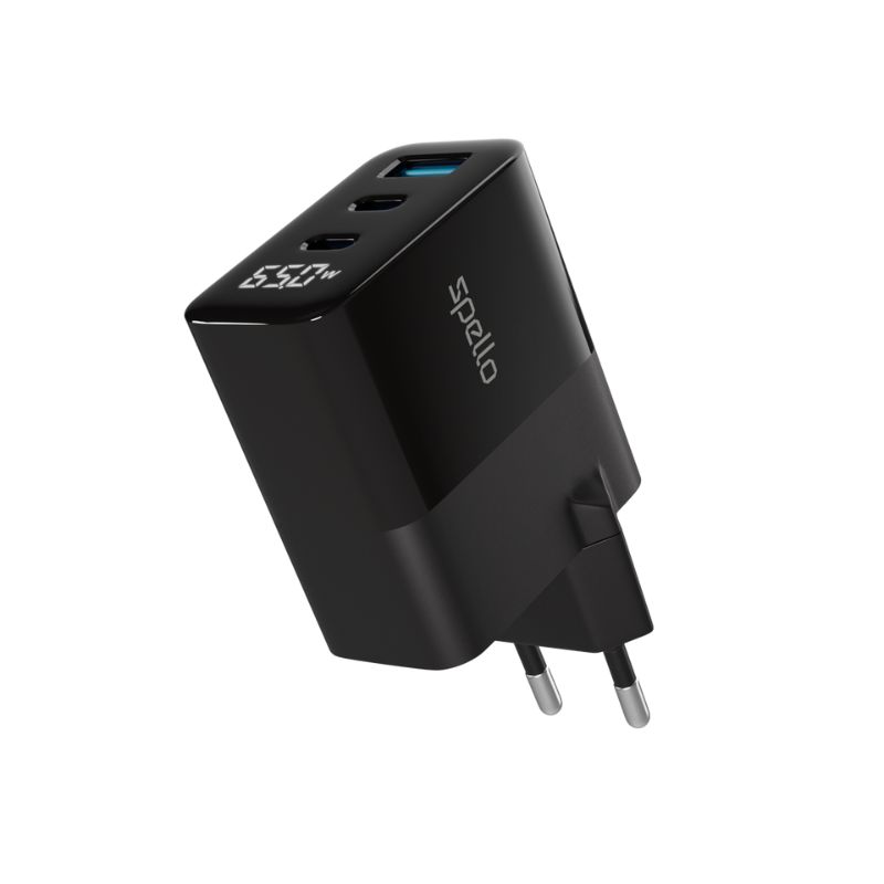 Spello 65W GaN charger s displejem - černá