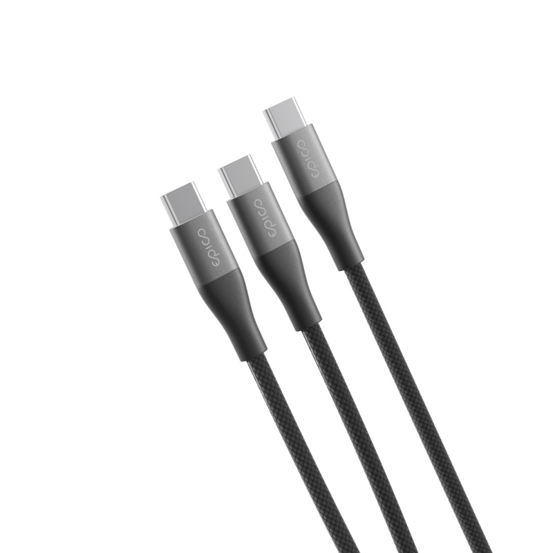 Epico UltraLink Dual USB-C to USB-C 140W 1.5m Cable EC52 | Black | 2-in-1 Charging | AVS Support | Durable Braided Design