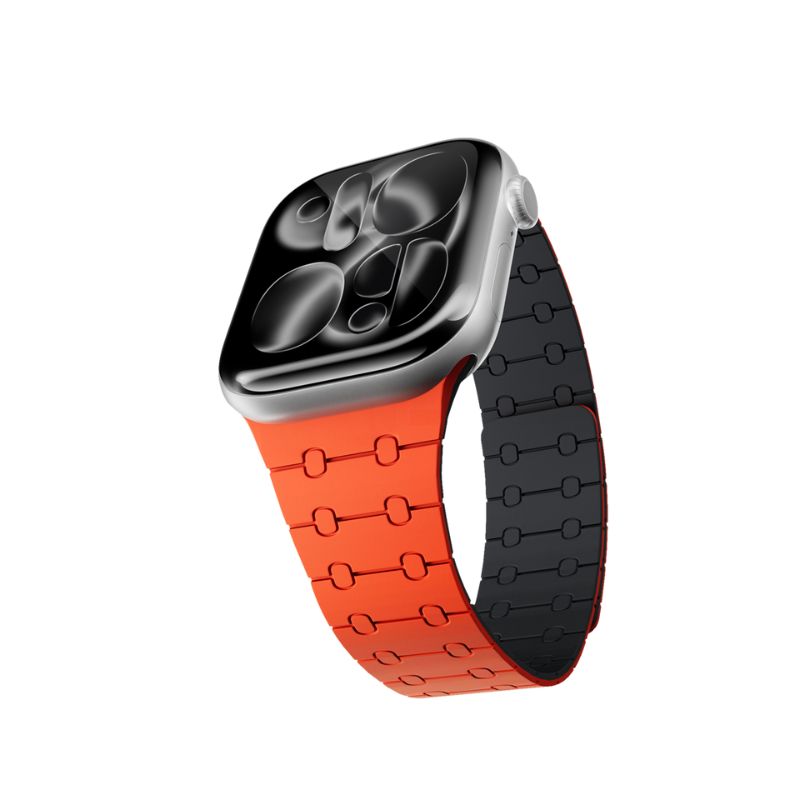 35300-epi-ph-ws01-mag-aw11-org-1 Epico Magnetic+ Silicone řemínek pro Apple Watch SE (44mm)/Series 1-9 (42/44/45mm) 10-11 (46mm)/Ultra (49mm) - oranžová