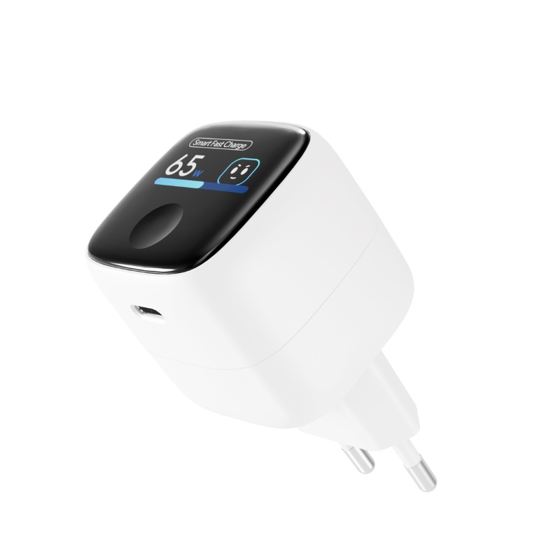 Epico UltraBoost Smart Display GaN 65W AVS Micro Wall Charger EA65d | White | Interactive Animations | Dynamic AVS Charging Support
