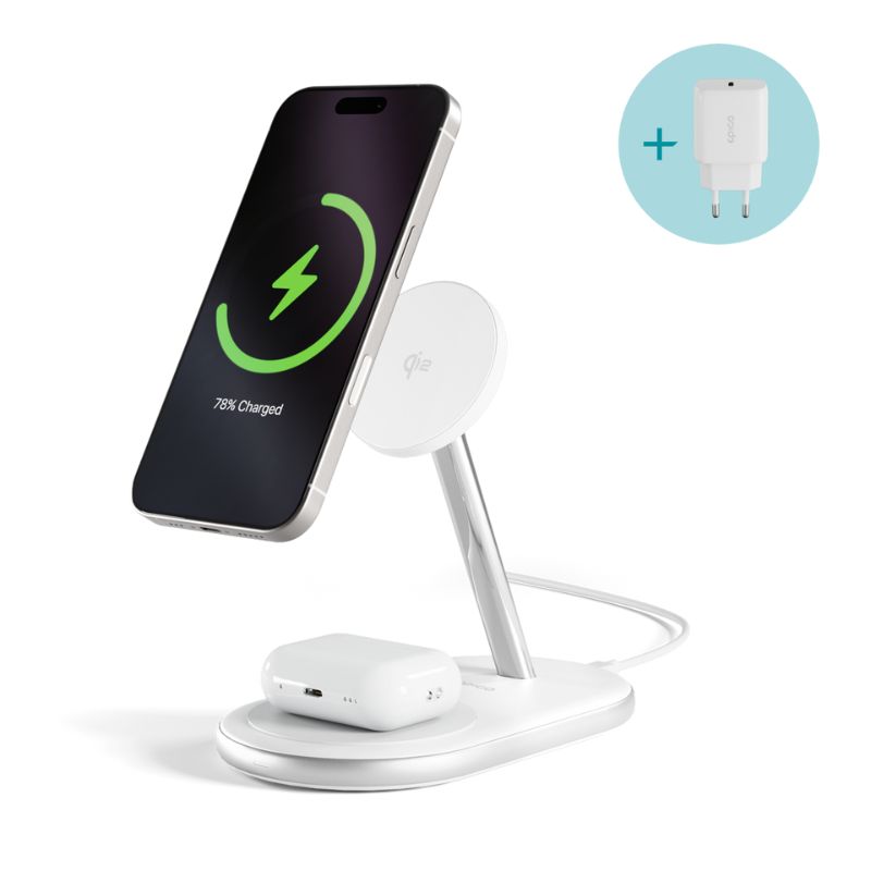 Epico UltraBase Qi2 2in1 Mag+ Wireless Charging Stand EX40 - bílý
