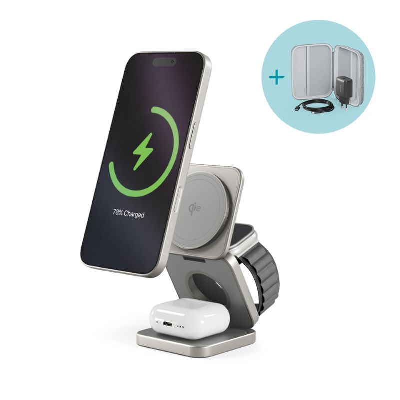 Epico UltraBase Qi2 3in1 Fold Alu Mag+ Wireless Charging Stand EF55 - titanová
