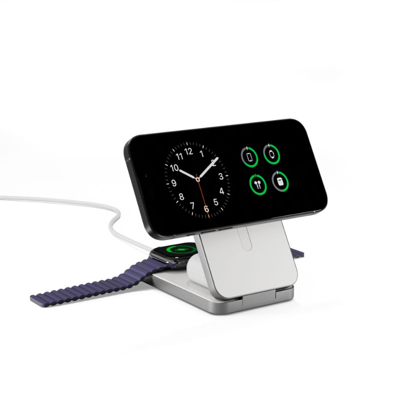 Epico UltraBase 4in1 8000mAh Fold Power Bank & Wireless Charging Stand | White | Qi2 & MagSafe Compatible