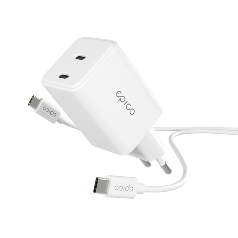 Epico 45W GaN charger bundle with USB-C to USB-C 1.2m Cable - bílá