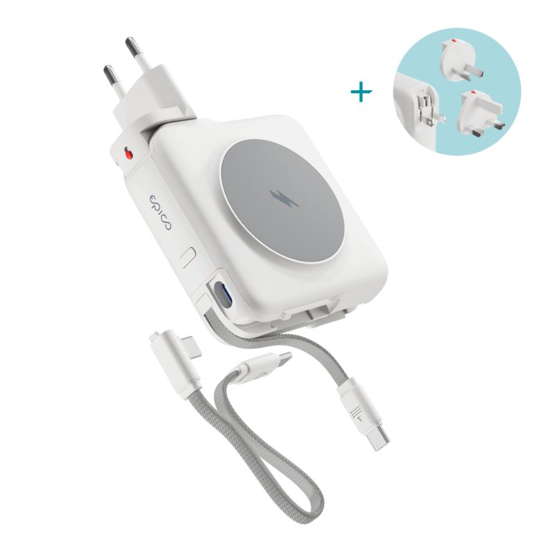 Epico UltraPack 3v1 10000mAh Mag+ cestovní powerbanka a síťový adaptér ET50 - bílá