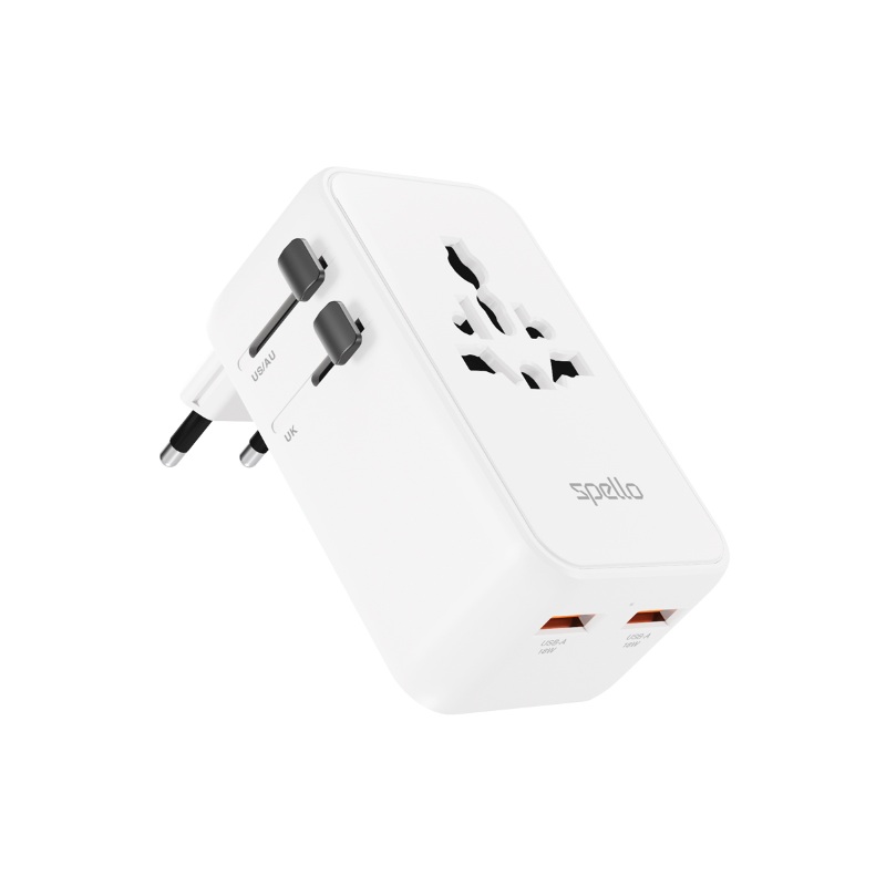 Spello ForceBoost Slim Universal GaN 45W World Travel Charger SU45 | White | Up to 2500W Load